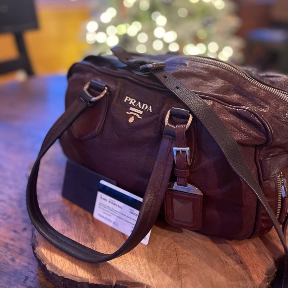 Prada Cocco Washed Leather Zipper Bauletto Bag BL0502 - Picture 3 of 11